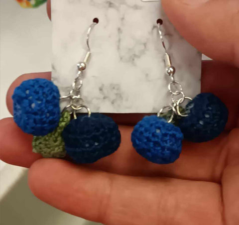 Blueberries (Doubles) Crochet Earrings