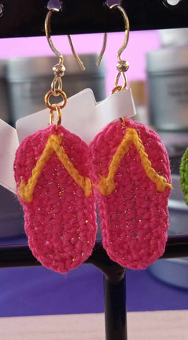 Flip Flops (Flamingo Fun) Crochet Earrings