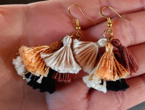 Layered Tassel Crochet Earrings Custom Colors